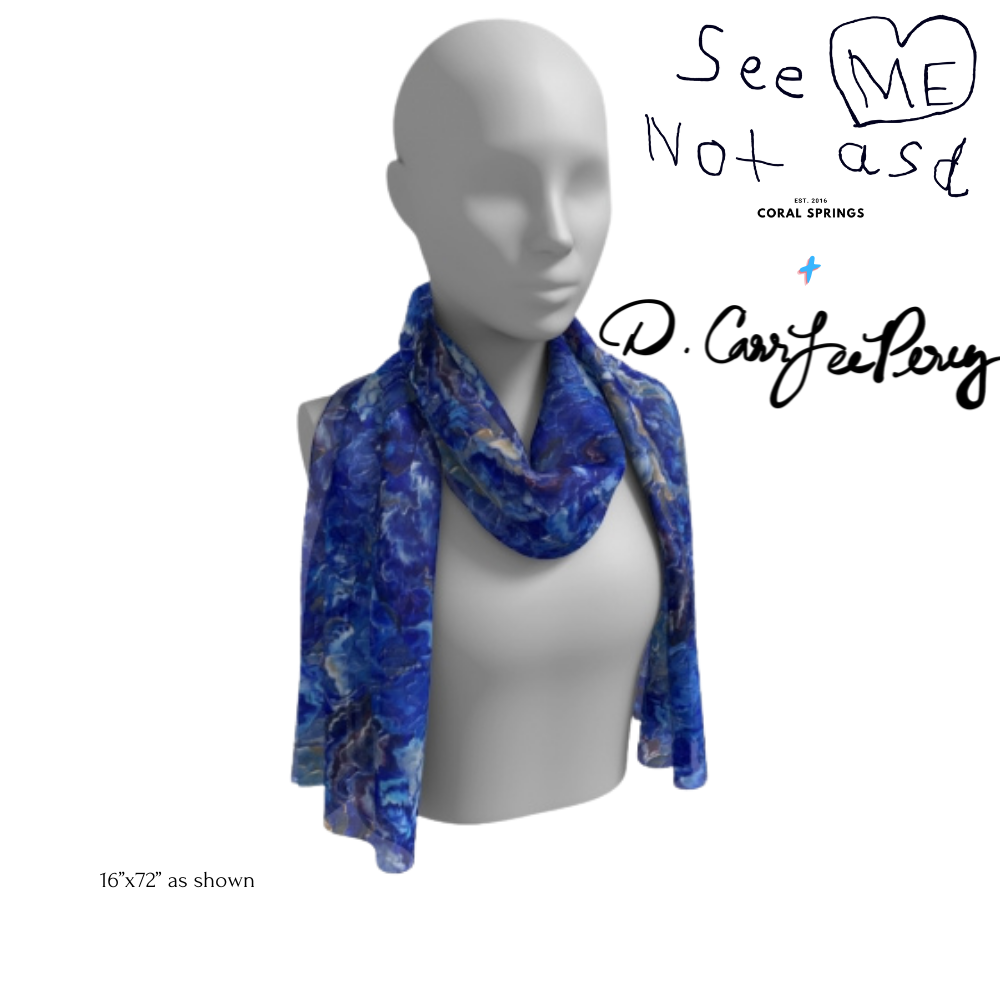 Favorite Blue 100% Silk Scarf (Long)