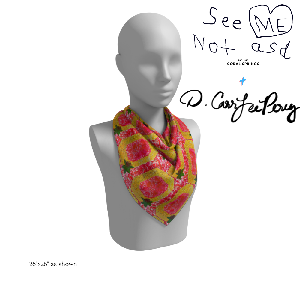 Scarlet Block “O” 100% Silk Scarf